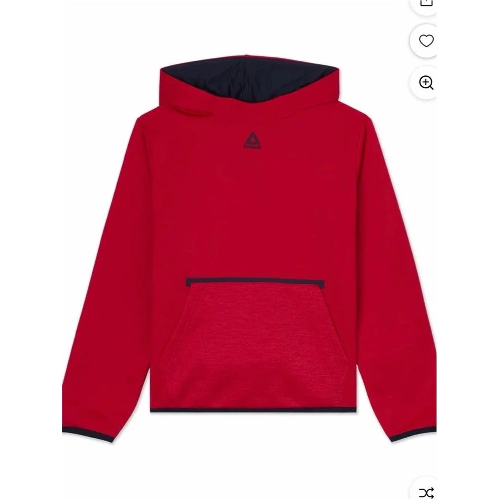Reebok Red Hooded Pullover with Contrast Trim